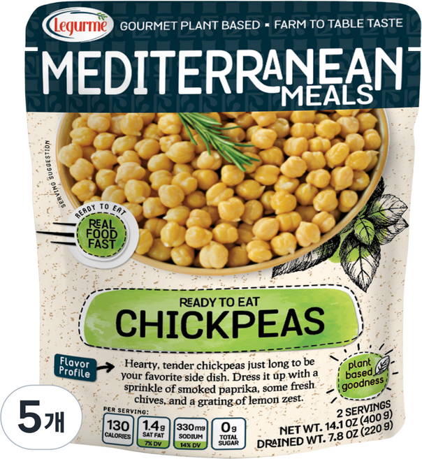 대용량번들 르구르메 삶은 병아리콩 칙피스, 400g, 5개