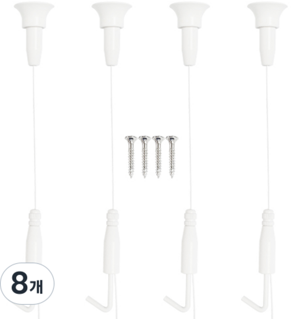 철물바다 천장원뿔걸이 소형 천장 천정 걸이 와이어 줄 액자걸이 고리 몰딩 무타공 원뿔와이어, 8개, 화이트