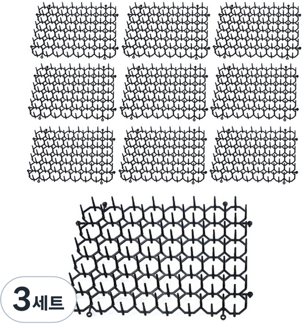 제로앤나인 비둘기 퇴치망 실내외 고양이 접근금지 매트 10개입, 3세트, 블랙