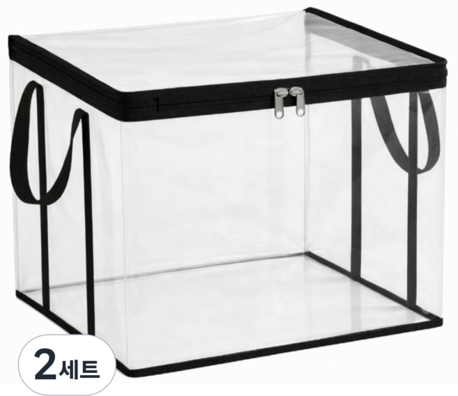 비바디초 3개입 특대형 투명 장난감 정리함 인형 수납함 지퍼형, 2세트, 화이트