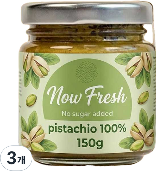 나우프레시 100% 피스타치오 스프레드 페이스트 잼 무첨가 무설탕 무가당, 3개, 150g