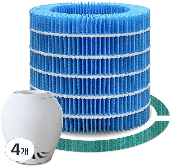 발뮤다 기화식 가습기 필터 공기청정기 호환 세트 ERN-S100 효소 가습 레인, 4개, 발뮤다 레인 필터