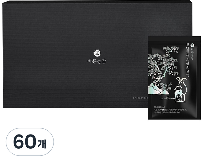 바른농장 53% 고함량 자연방목 천년 품은 원기회복 흑염소 진액 효능 흙염소 즙 엑기스, 60개, 90ml