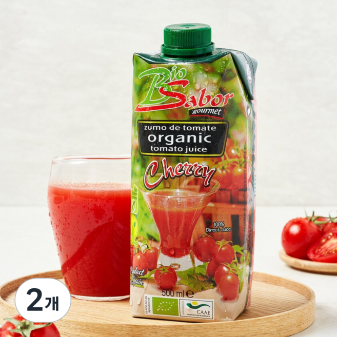 바이오사보르 유기농 착즙 방울 토마토 주스, 2개, 500ml