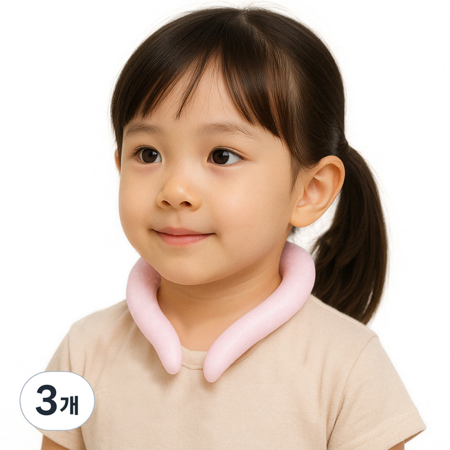 베키노우 KC인증 어린이 냉각 해열 아이스 28도 넥쿨러, 베이비핑크, 3개