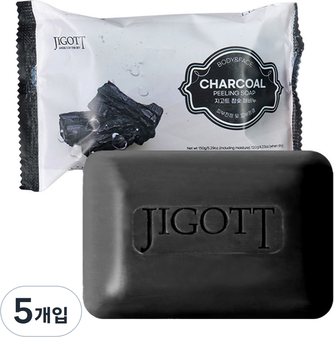 지고트 참숯 때비누 향기로운 목욕 바디워시, 150g, 5개입