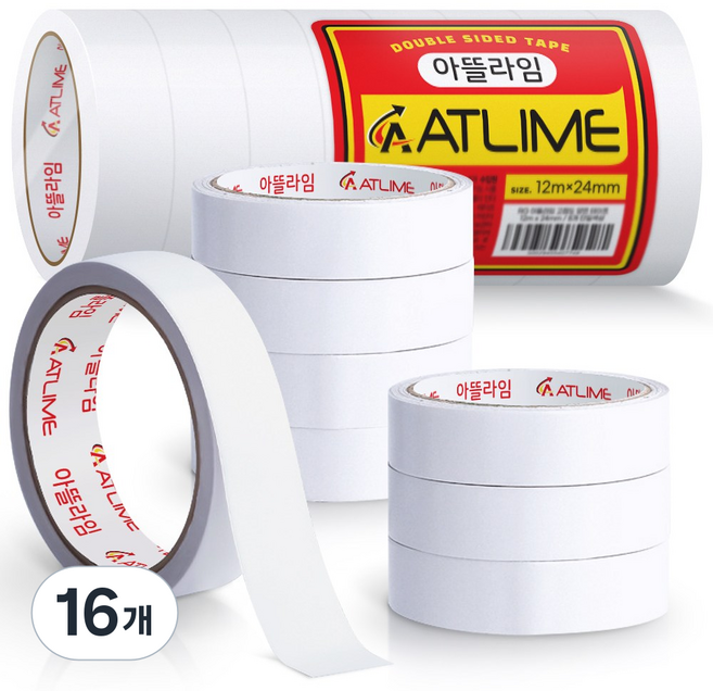 아뜰라임 자국없는 고점도 반투명 양면 테이프 24mm x 12m, 16개