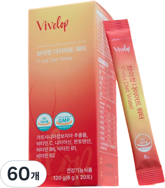 플로렌 브이컷 다이어트 워터 가르시니아 HCA 1500mg 애사비 비타민 체중조절, 6g, 60개
