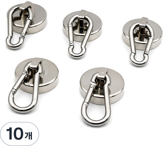 마니코 초강력 네오디움 카라비너 자석 지름32mm, 10개, 실버