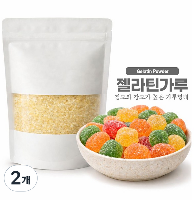 오케이 젤라틴가루 우피 분말 국내제조, 2개, 100g