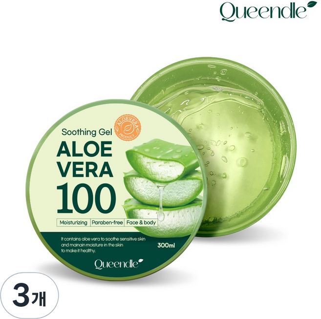 퀸들 알로에베라 100 알로에 수딩젤, 300ml, 3개