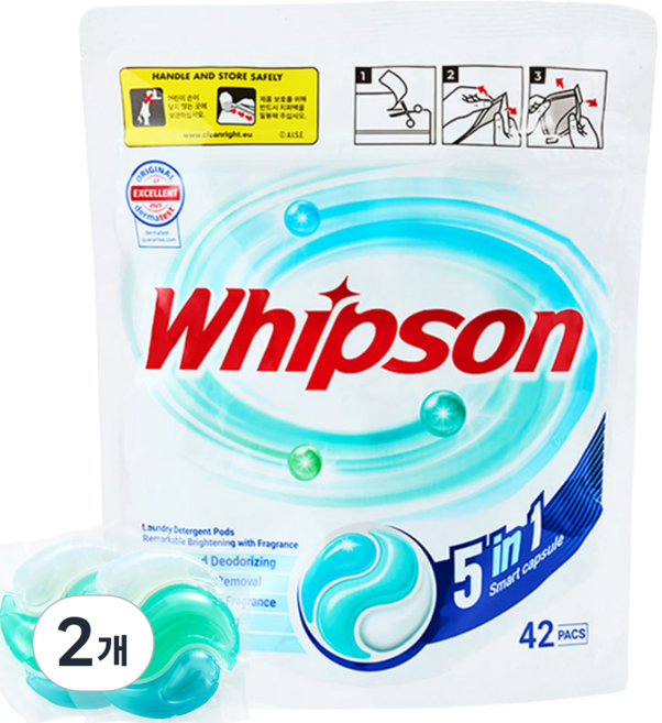 휩슨 실내건조 초고농축 브라이트닝 퍼퓸 캡슐세제, 2개, 42개입