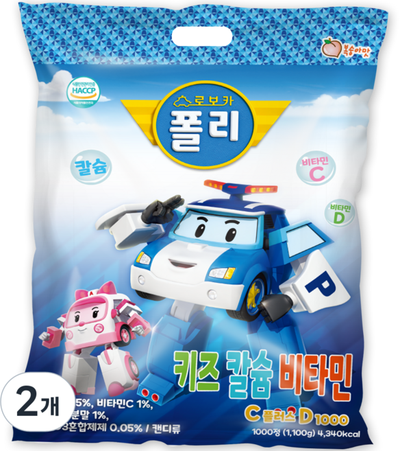 로보카폴리 키즈 칼슘 비타민C 플러스 D 1000, 1.1kg, 2개