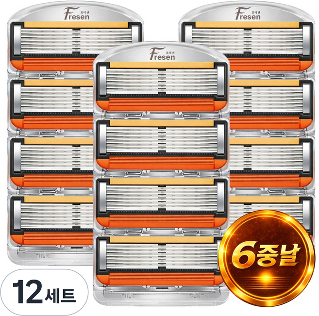 프레센 26년 NEW 신형 프로글라이드 6중날 면도날 리필 세트 질레트 호환용, 12세트, 4개입