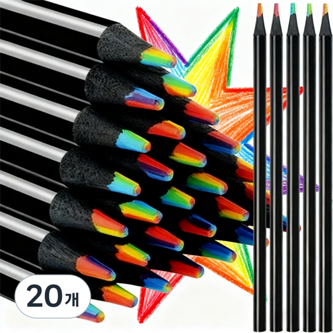 사라토리 블랙우드 7in1 무지개 색연필, 20개, 7색