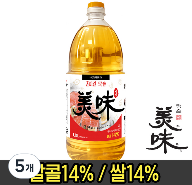 혼미린 미림 맛술 요리주 1.8, 5개, 1.8L