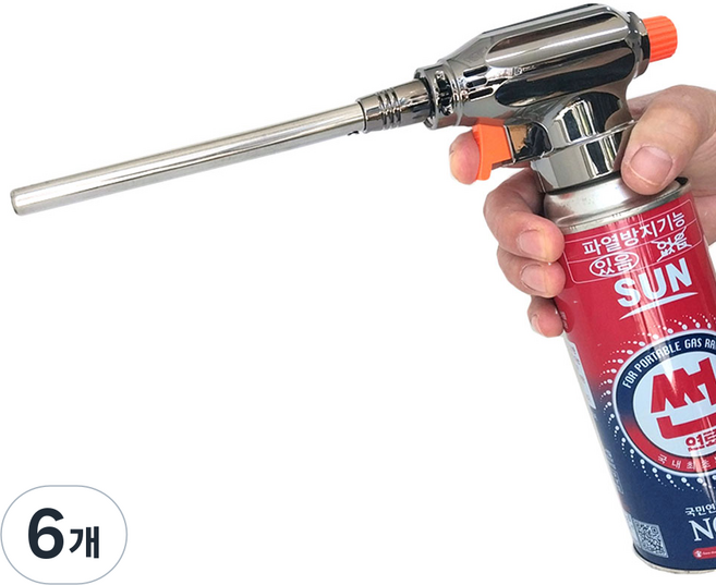 원터치 자동점화 롱토치 캠핑 토치 부탄가스 토치, 6개, SF-115