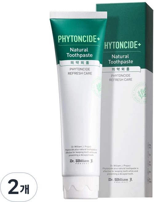 닥터윌리엄제이프로젝트 피톤치드 플러스 내추럴 치약, 130g, 2개 - 쿠팡