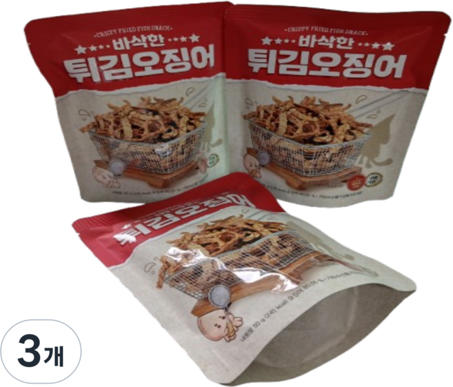 몽글몽글마켓 바삭한 튀김오징어, 3개, 50g