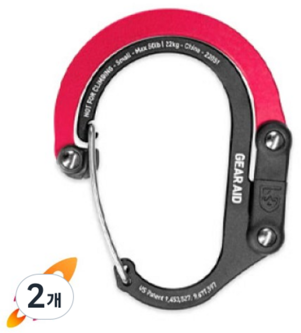 GEARAID 히어로클립 미니/스몰 블랙앤블루 기어클립 카라비너 다용도클립, 02:히어로클립스몰-블랙앤레드, 2개