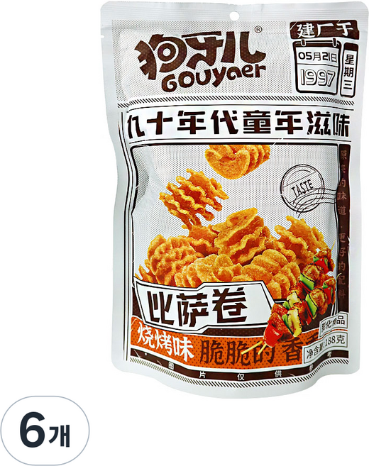 (배터짐) 옛날맛 비사주안 (바베큐맛) 꿔바 중국과자, 6개, 188g