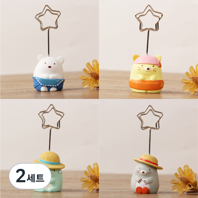사무실 책상 메모 꽂이 메시지 홀더 귀여운 동물 세트, 메모 꽂이 캐릭터 4종, 2세트, 1개