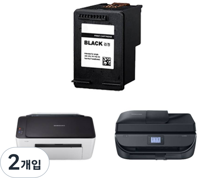 퀵앤퀵 삼성 SL-J1660 잉크 카트리지 교체 호환 정품품 프린터기 프린트 복합기 잉크젯 SL-J1770FW SL-J1663 SL-J1665, 2개, INK-M180 검정 대용량