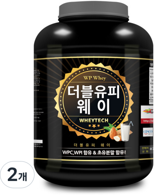 웨이테크 WP 웨이 WPC 고함량 단백질보충제 / 근육 프로틴 헬스보충제/더블유피웨이, 2kg, 2개