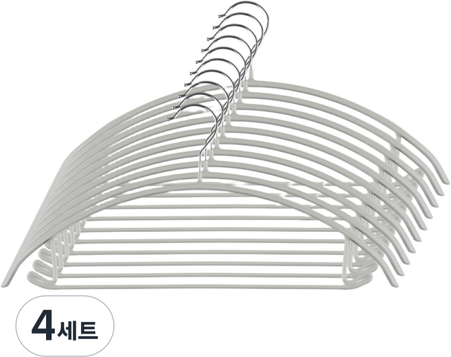 오리지니크 강력 미끄럼 방지 논슬립 옷걸이 40cm 원피스용 10개, 라이트그레이, 4세트