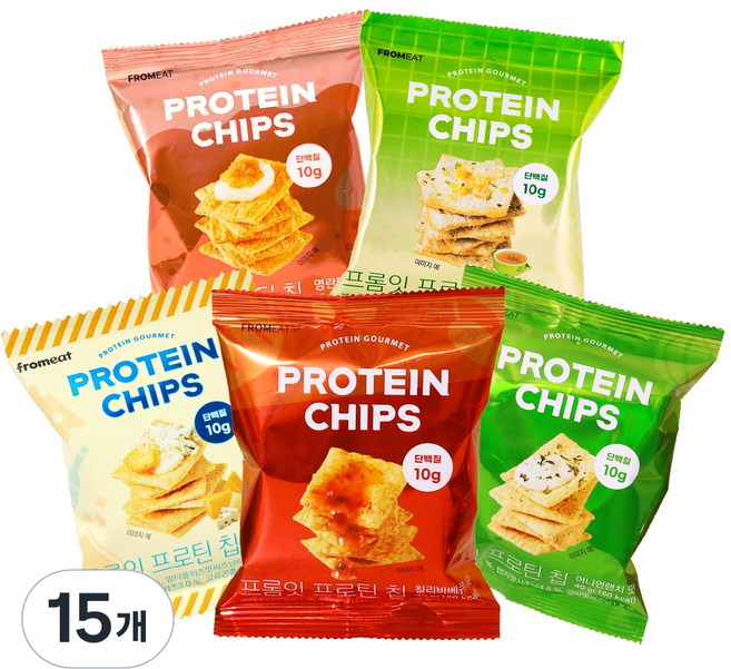 프롬잇 프로틴칩 5종 버라이어티팩, 40g, 15개, 혼합맛