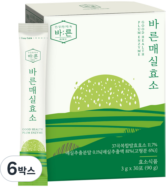 바른 매실효소 곡물 발효 유산균, 90g, 6개