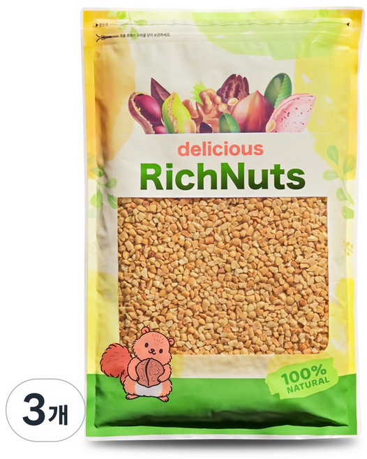리치너츠 볶음땅콩분태 16태 땅콩 견과류 토핑, 1kg, 3개