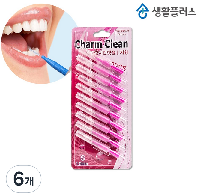 참조은 치간칫솔 I자형 1.0미리 10ea 분홍색 휴대용 국내생산 일회용 치석제거 칫솔, 6개, 10개입, 1mm