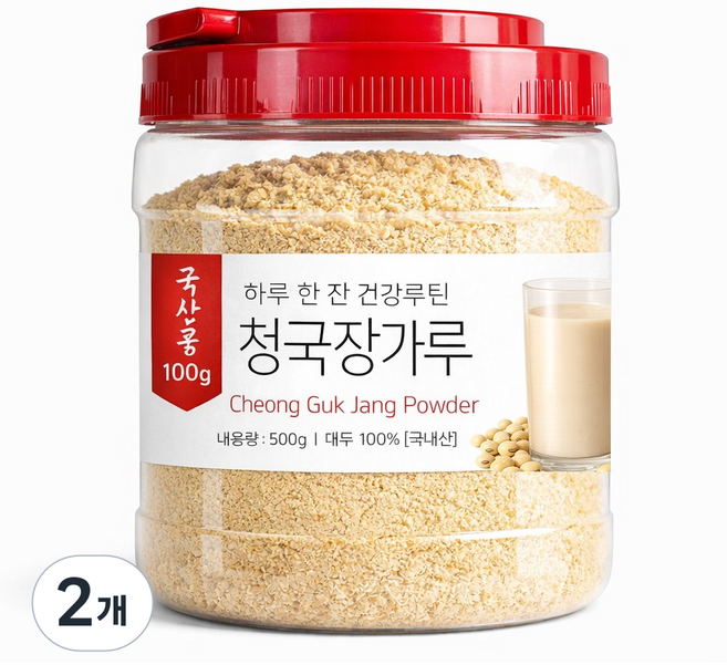 국산 청국장가루 100% 냄새없이 고소한 특허공법, 2개, 500g