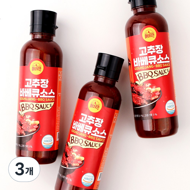 마녀곳간 고추장바베큐소스 스리라차 숯불 바베큐 스테이크 제육볶음소스 오징어볶음소스 만능고추장소스, 3개, 480ml