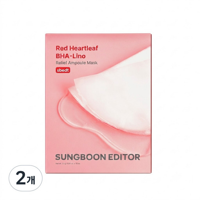성분에디터 레드어성초 바하 리노 앰플 피지 트러블 진정 마스크팩, 2개, 10개입