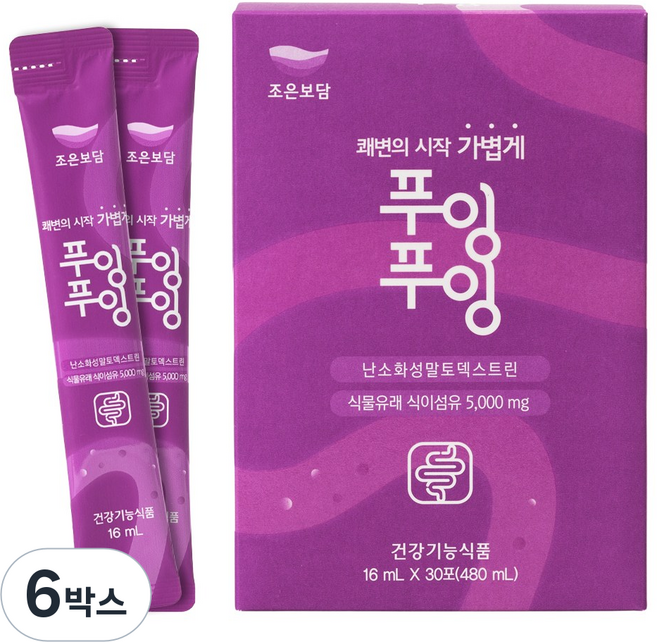 쾌변의 시작 가볍게 변비탈출 혈당 조절 푸룬 타트체리 식이섬유 장건강에 도움 3중 기능성 푸잉푸잉, 6박스, 30회분