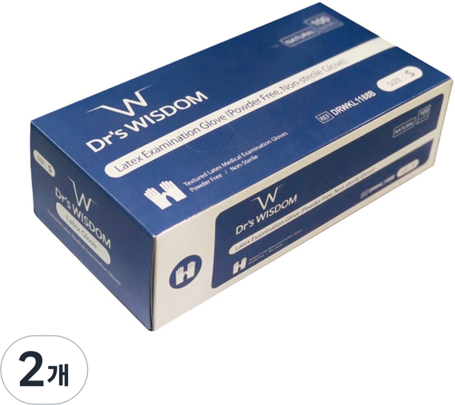 닥터스위즈덤 진료용/의료용 라텍스 글러브 장갑 100매입, 화이트계열, 중(M), 2개