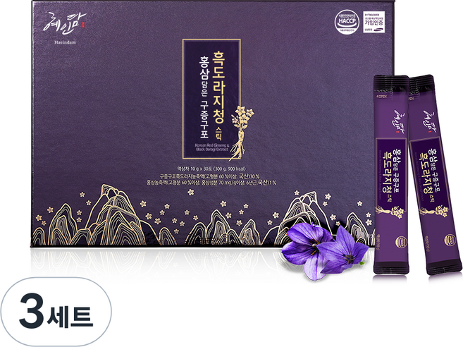 혜인담 홍삼담은 구증구포 흑도라지청 스틱 선물세트, 3개