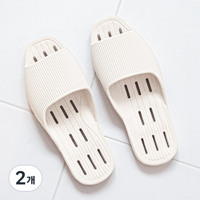 백화상점 PVC 화장실 스큐르 욕실화 미끄럼방지 욕실 슬리퍼, 화이트, 2개