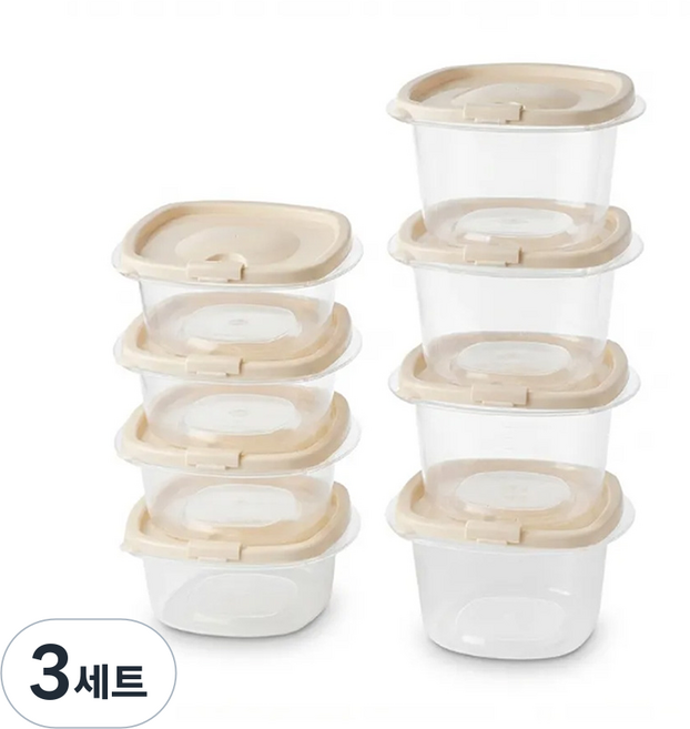 DAMDA 담다톡 전자레인지 보관용기 냉동밥, 3세트, 정사각8p