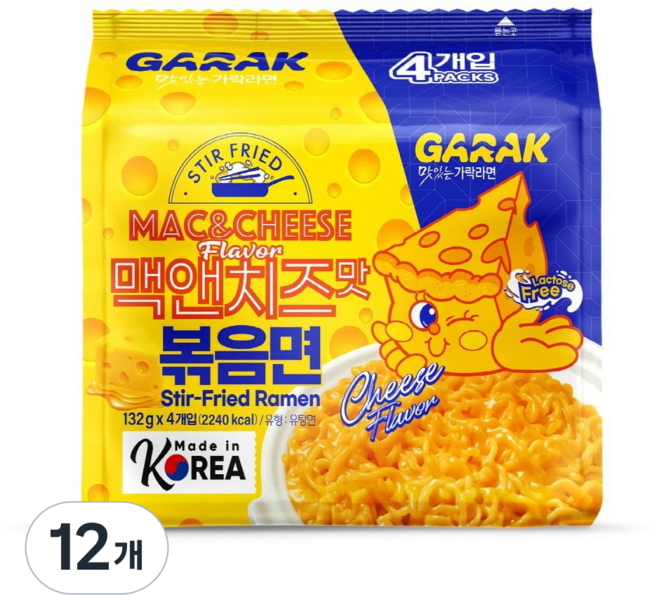 GARAK MAC&CHEESE 가락 맥앤치즈 볶음면, 12개
