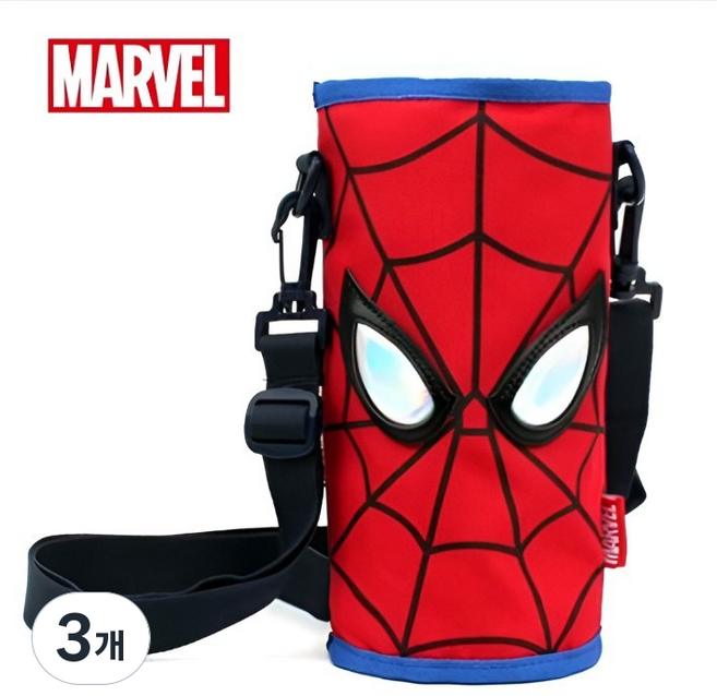 스파이더맨 물병가방 물병파우치 크로스백 아동 물병가방, 레드, 3개