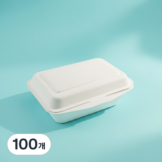 테이크아웃패키지 펄프용기 B001 직사각 일체형 크로플 샌드위치포장, 100개, 1세트