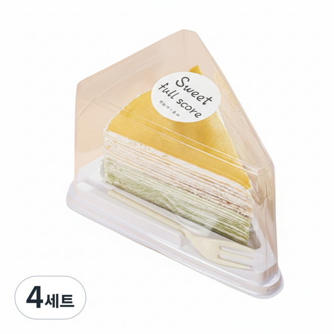 키친코디 포크포함 삼각형 보틀케이크용기 미니 티라미수케이스 투명 디저트 조각케이크 포장, 4세트, 50개