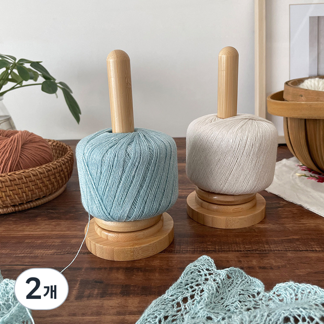 얀홀더 회전판 뜨개실 거치대 실패꽂이 뜨개질 회전 실걸이 실패걸이 얀스피너 뜨개용품, 2개, 원목