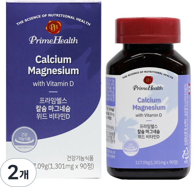 코스트코 프라임헬스 칼슘 마그네슘 위드 비타민D 1301mg 3개월분 영양제, 2개, 90정