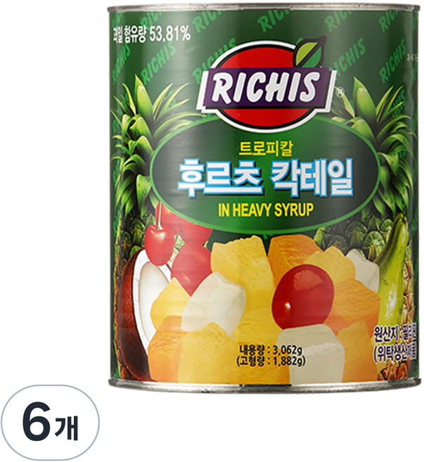 리치스 트로피칼 후르츠 칵테일, 6개, 3.062kg