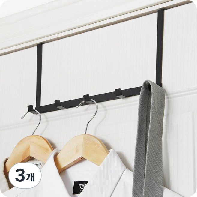 YMB 문에거는 옷걸이 모자 가방걸이 문걸이행거 도어행거, 블랙, 3개