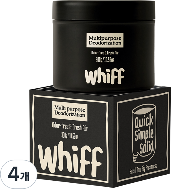 위프 탈취제 WHIFF 화장실 담배 새집증후군 홀애비 소변기 초강력 냄새 제거 부아누아 블랙, 300g, 4개